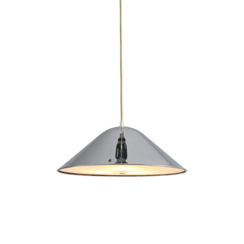 Matte Black/Polished Chrome/Polished Rose Gold Tapered Suspension Light Modern Metal 1 Light Ceiling Pendant Light for Dining Room Chrome Clearhalo 'Ceiling Lights' 'Modern Pendants' 'Modern' 'Pendant Lights' 'Pendants' Lighting' 171534