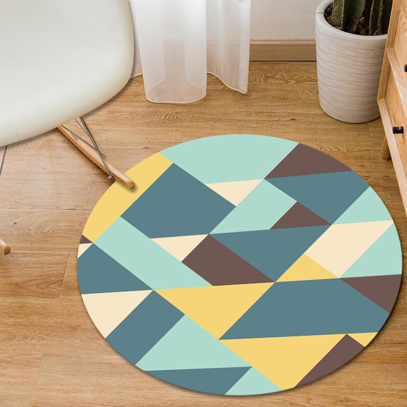 Modern Living Room Rug in Blue and Yellow Geometric Triangle Print Rug Polyester Stain-Resistant Area Rug Dark Blue Clearhalo 'Area Rug' 'Modern' 'Rugs' Rug' 1715393