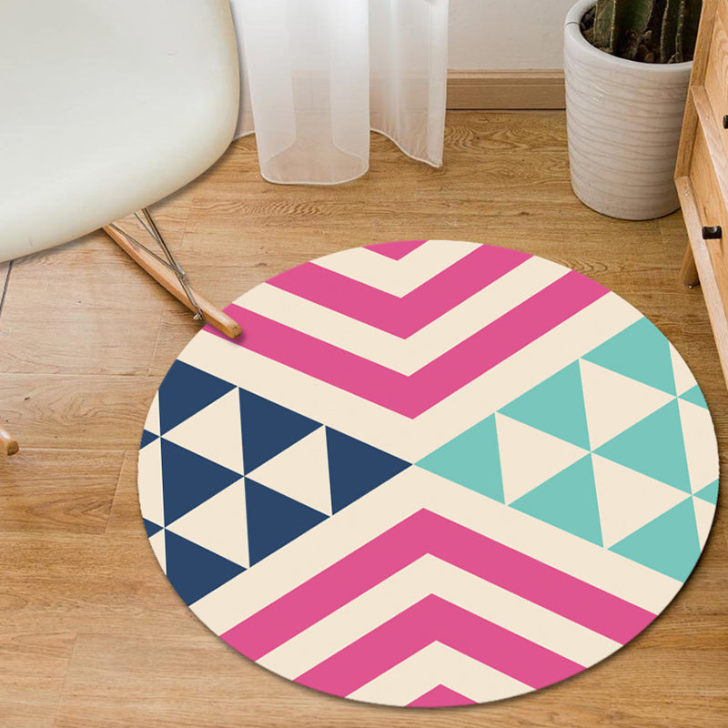 Modern Living Room Rug in Blue and Yellow Geometric Triangle Print Rug Polyester Stain-Resistant Area Rug Pink Clearhalo 'Area Rug' 'Modern' 'Rugs' Rug' 1715401