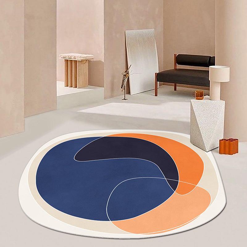 Orange and Blue Irregular Rug Bedroom Novelty Colorblock Pattern Area Rug Polyester Anti-Slip Carpet Blue Clearhalo 'Area Rug' 'Rug' 1715454