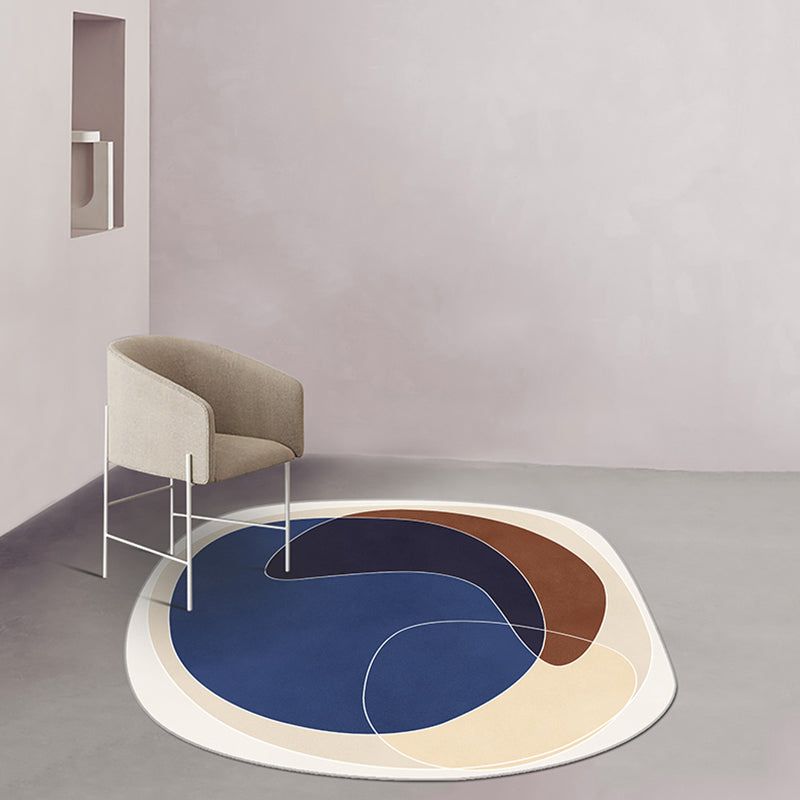 Orange and Blue Irregular Rug Bedroom Novelty Colorblock Pattern Area Rug Polyester Anti-Slip Carpet Brown Clearhalo 'Area Rug' 'Rug' 1715460