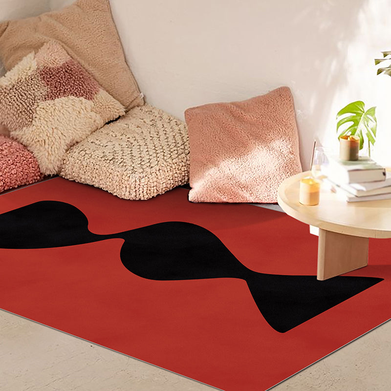 Black and Red Abstract Rug Polyester Modern Rug Washable Pet Friendly Area Rug for Living Room Red Clearhalo 'Area Rug' 'Rug' 1715471