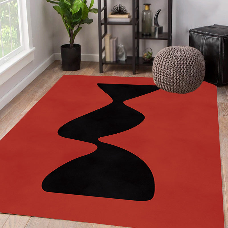 Black and Red Abstract Rug Polyester Modern Rug Washable Pet Friendly Area Rug for Living Room Clearhalo 'Area Rug' 'Rug' 1715472