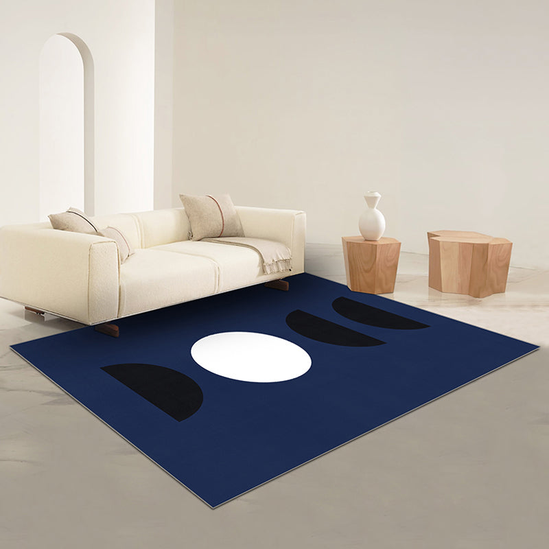 Black and Red Abstract Rug Polyester Modern Rug Washable Pet Friendly Area Rug for Living Room Dark Blue Clearhalo 'Area Rug' 'Rug' 1715474