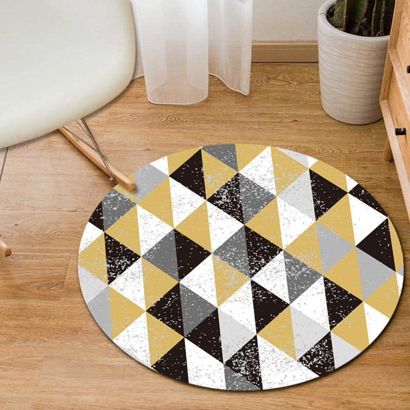 Grey and Yellow Bedroom Rug Modern Geometric Hexagon Triangle Pattern Area Rug Polyester Pet Friendly Carpet Yellow Clearhalo 'Area Rug' 'Modern' 'Rugs' Rug' 1715532