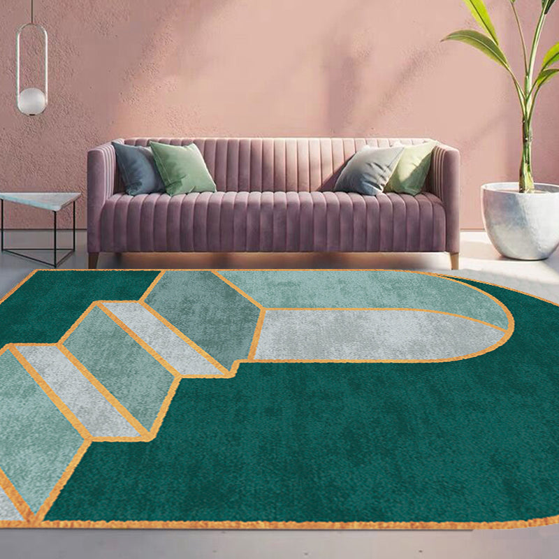 Grey and Green Irregular Rug Bedroom Novelty Color Block Stair Pattern Area Rug Polyester Pet Friendly Carpet Clearhalo 'Area Rug' 'Rug' 1715553