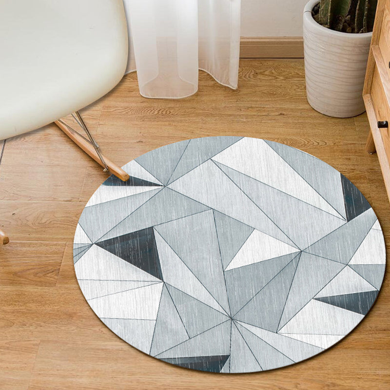 Minimalist Modern Rug in Grey and Blue Geometry Diamond Triangle Pattern Rug Polyester Non-Slip Carpet for Home Decor Grey Clearhalo 'Area Rug' 'Modern' 'Rugs' Rug' 1715593