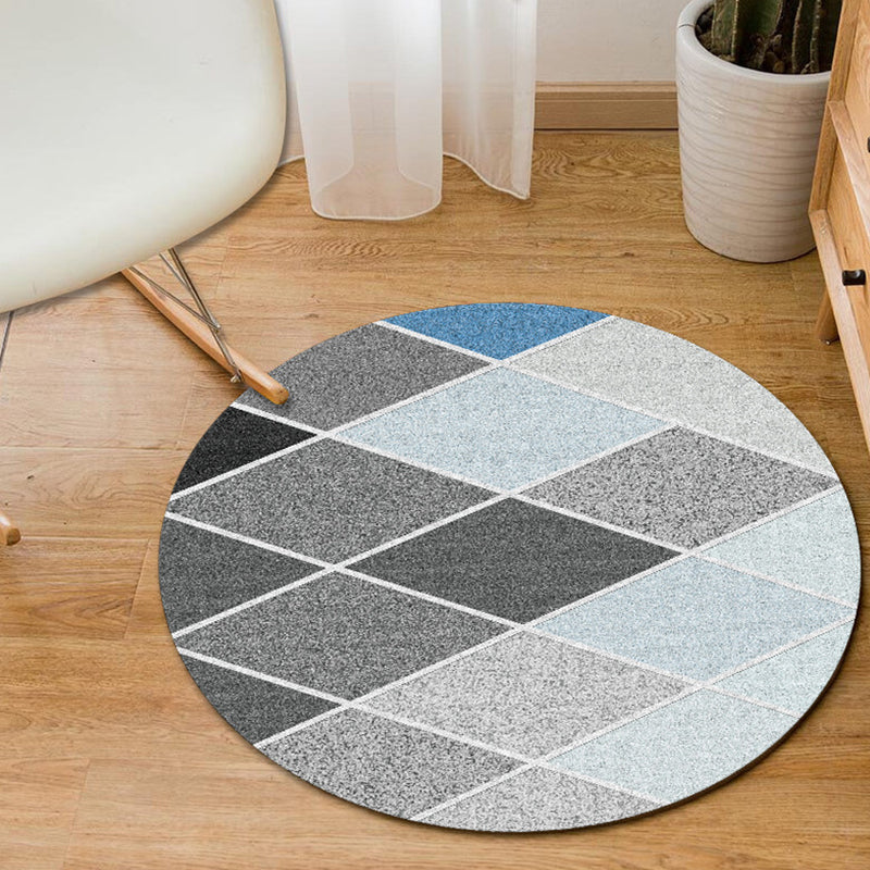 Minimalist Modern Rug in Grey and Blue Geometry Diamond Triangle Pattern Rug Polyester Non-Slip Carpet for Home Decor Blue Clearhalo 'Area Rug' 'Modern' 'Rugs' Rug' 1715601