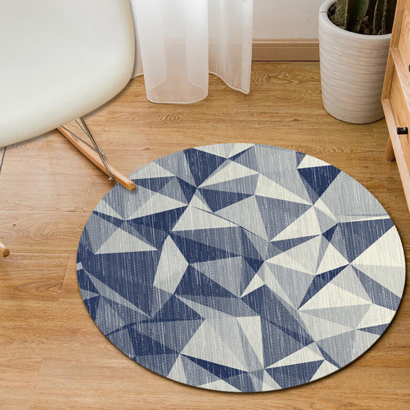 Minimalist Modern Rug in Grey and Blue Geometry Diamond Triangle Pattern Rug Polyester Non-Slip Carpet for Home Decor Dark Blue Clearhalo 'Area Rug' 'Modern' 'Rugs' Rug' 1715602