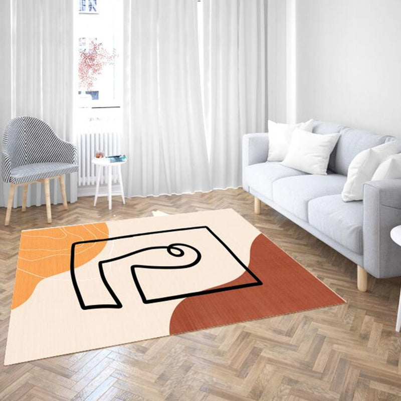 Unique Beige Modernism Rug Polyester Abstract Rug Washable Pet Friendly Anti-Slip Carpet for Living Room Light Brown Clearhalo 'Area Rug' 'Rug' 1715790