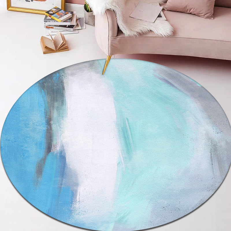 Unique Multicolor Abstract Rug Polyester Modernist Rug Pet Friendly Anti-Slip Backing Area Rug for Bedroom Blue Clearhalo 'Area Rug' 'Modern' 'Rugs' Rug' 1715863