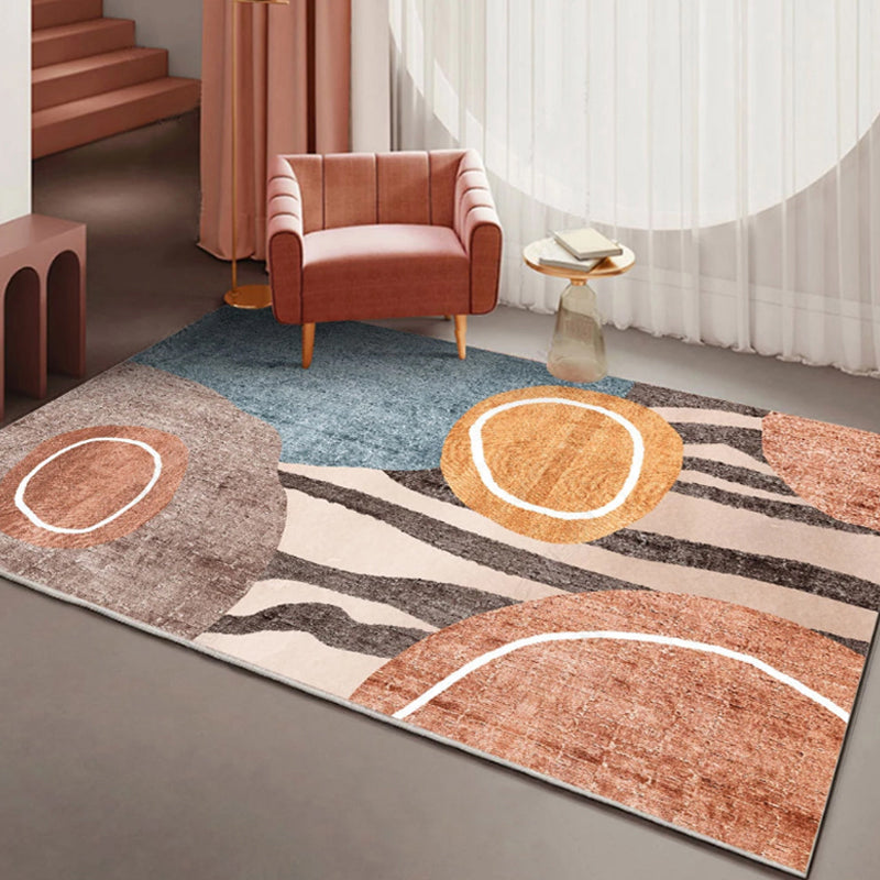 Novelty Colorblock Abstract Living Room Rug Polyester Novelty Abstract Rug Washable Pet Friendly Carpet Orange Red Clearhalo 'Area Rug' 'Modern' 'Rugs' Rug' 1715965