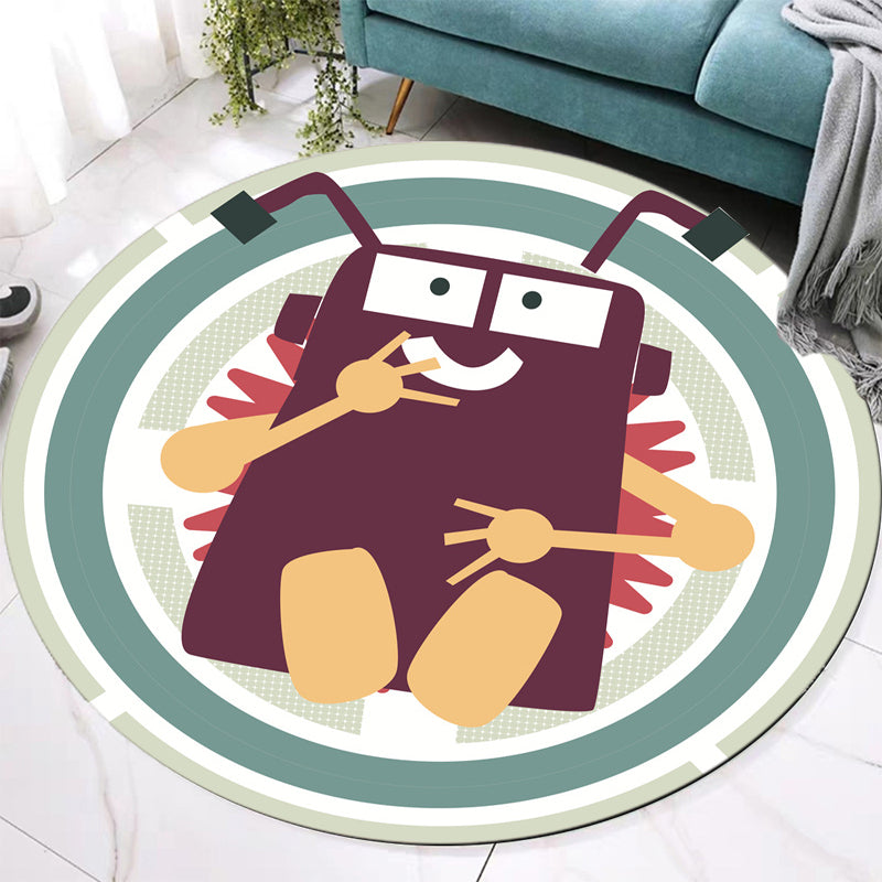 Stylish Cartoon Character Pattern Rug Green Kids Rug Polyester Washable Pet Friendly Anti-Slip Carpet for Children's Room Green Clearhalo 'Area Rug' 'Rug' 1715967