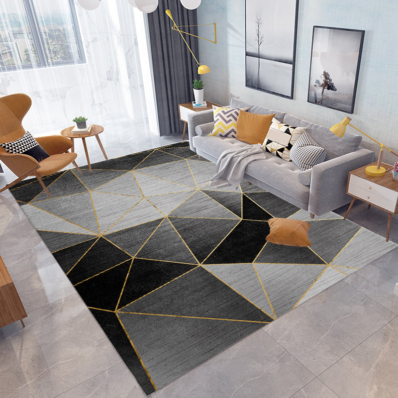 Modern Geometric Pattern Rug with Stripe Multicolor Polyester Rug Washable Non-Slip Pet Friendly Carpet for Living Room Grey Clearhalo 'Area Rug' 'Modern' 'Rugs' Rug' 1716047