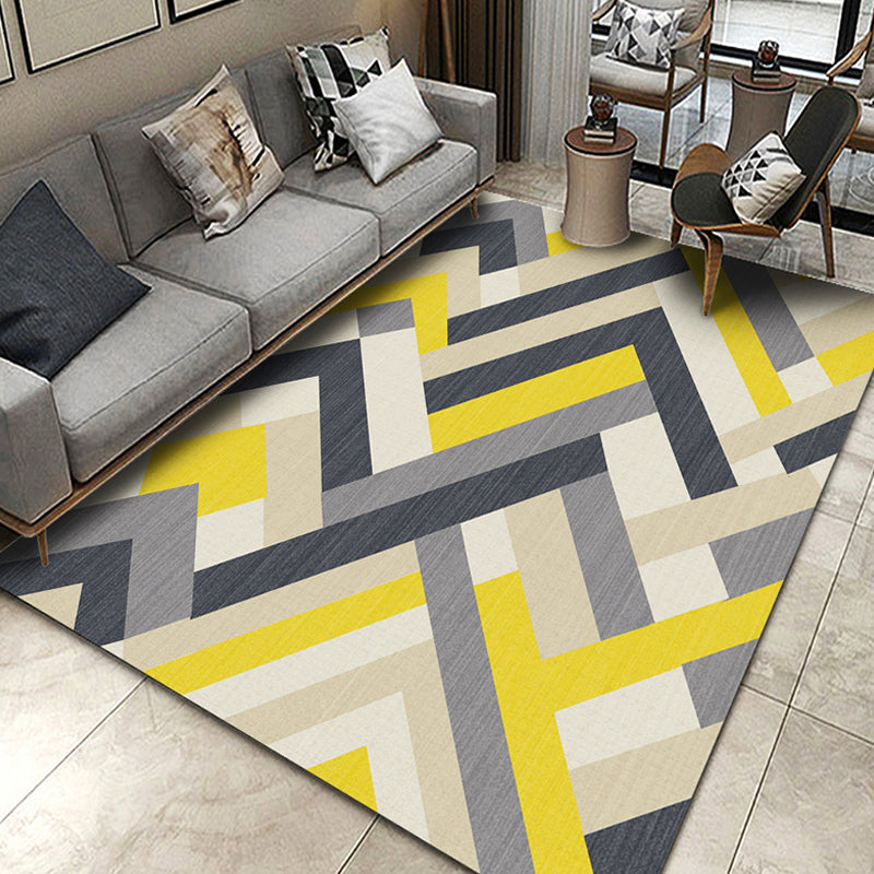 Modern Geometric Pattern Rug with Stripe Multicolor Polyester Rug Washable Non-Slip Pet Friendly Carpet for Living Room Yellow Clearhalo 'Area Rug' 'Modern' 'Rugs' Rug' 1716054