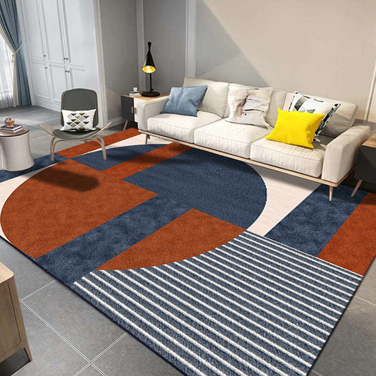 Modern Geometric Pattern Rug with Stripe Multicolor Polyester Rug Washable Non-Slip Pet Friendly Carpet for Living Room Blue Clearhalo 'Area Rug' 'Modern' 'Rugs' Rug' 1716055