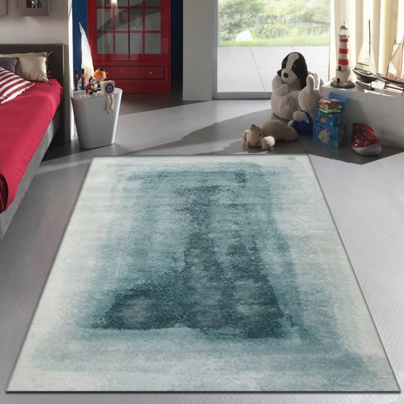 Modern Abstract Rug Multicolor Polyester Rug Washable Non-Slip Pet Friendly Carpet for Living Room Aqua Clearhalo 'Area Rug' 'Modern' 'Rugs' Rug' 1716074