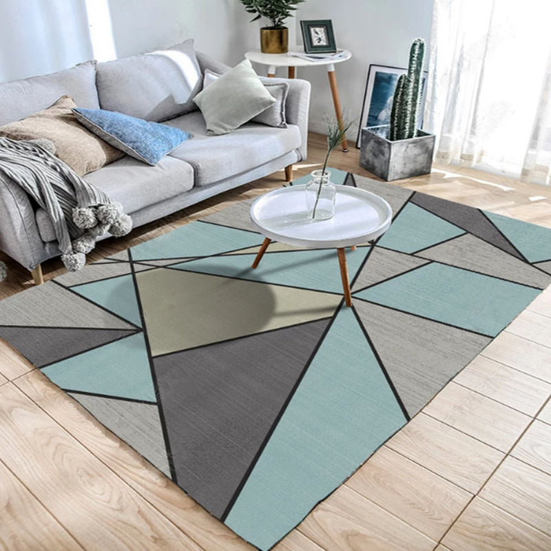 Nordic Geometric Pattern Rug Polyester Modernist Rug Pet Friendly Anti-Slip Backing Area Rug for Living Room Gray Blue Clearhalo 'Area Rug' 'Modern' 'Rugs' Rug' 1716135