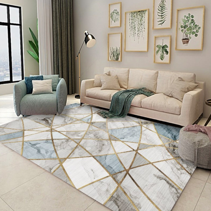 Nordic Geometric Pattern Rug Polyester Modernist Rug Pet Friendly Anti-Slip Backing Area Rug for Living Room Blue Clearhalo 'Area Rug' 'Modern' 'Rugs' Rug' 1716142