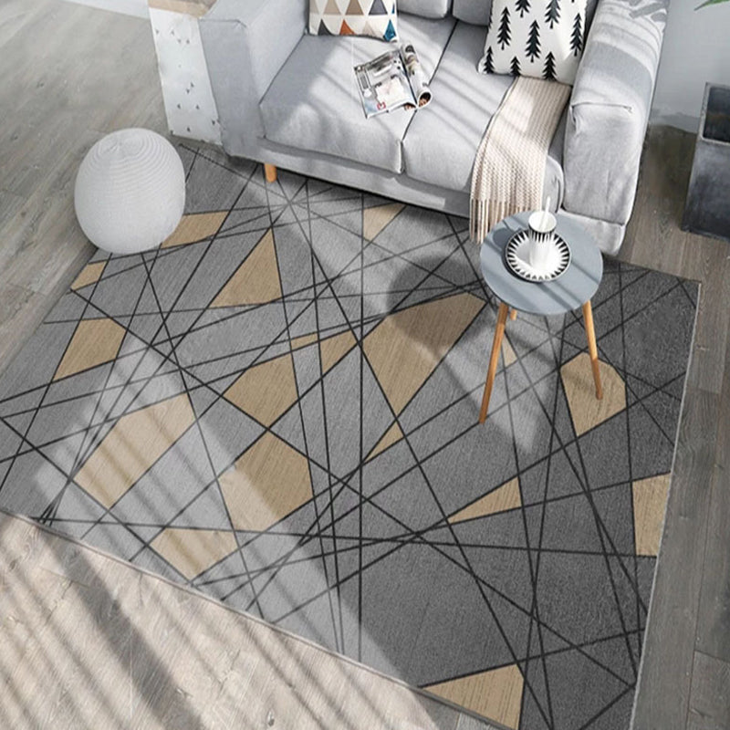 Nordic Geometric Pattern Rug Polyester Modernist Rug Pet Friendly Anti-Slip Backing Area Rug for Living Room Dark Gray Clearhalo 'Area Rug' 'Modern' 'Rugs' Rug' 1716144