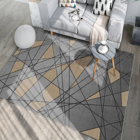 Nordic Geometric Pattern Rug Polyester Modernist Rug Pet Friendly Anti-Slip Backing Area Rug for Living Room Dark Gray Clearhalo 'Area Rug' 'Modern' 'Rugs' Rug' 1716144