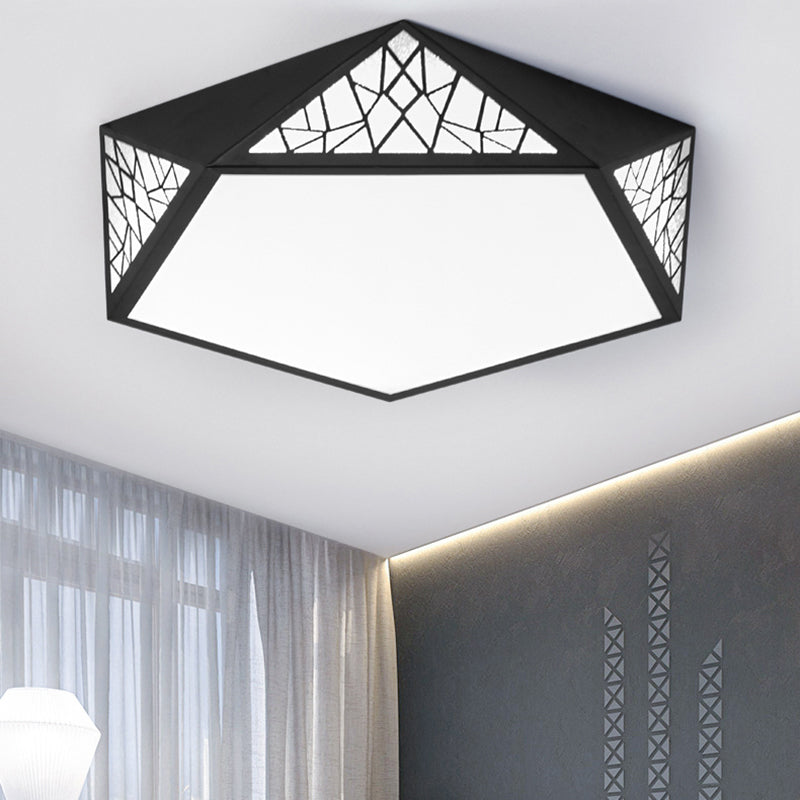 Slim Panel Pentagon Flush Mount Light Modern Acrylic LED Ceiling Lamp for Child Bedroom Black Clearhalo 'Ceiling Lights' 'Close To Ceiling Lights' 'Close to ceiling' 'Flush mount' Lighting' 171616