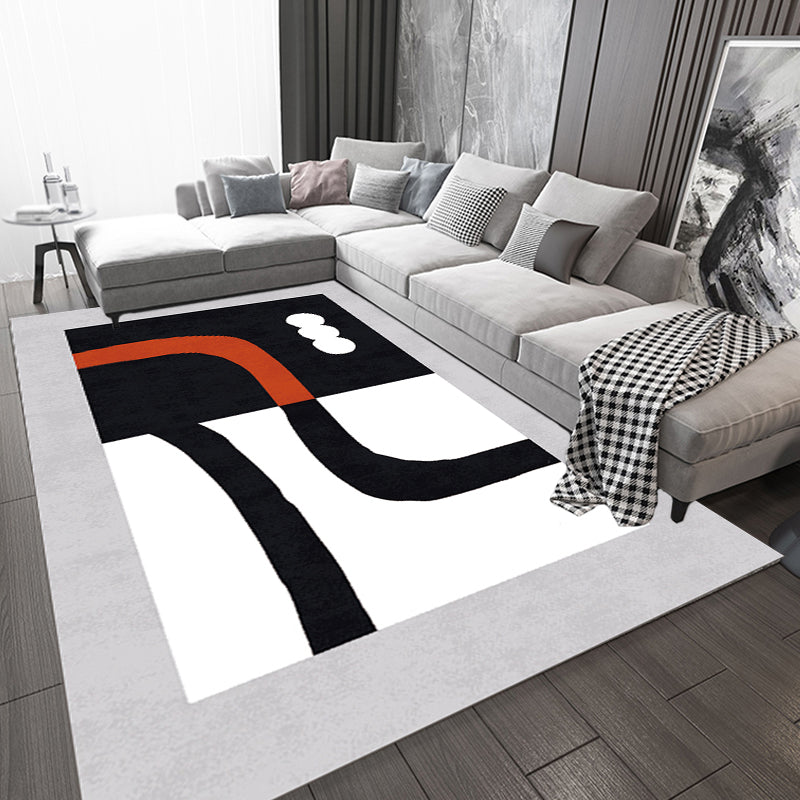 Stylish Minimalist Rug Black and White Abstract Rug Pet Friendly Anti-Slip Backing Carpet for Living Room Black Clearhalo 'Area Rug' 'Rug' 1716186