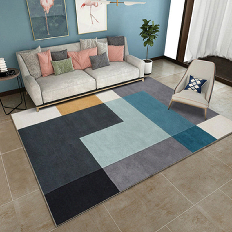 Multicolor Living Room Rug Colorblock Geometric Pattern Rug Polyester Washable Anti-Slip Pet Friendly Area Rug Dark Gray Clearhalo 'Area Rug' 'Modern' 'Rugs' Rug' 1716197