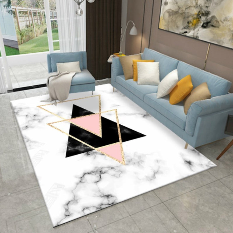 Multicolor Living Room Rug Colorblock Geometric Pattern Rug Polyester Washable Anti-Slip Pet Friendly Area Rug White Clearhalo 'Area Rug' 'Modern' 'Rugs' Rug' 1716198