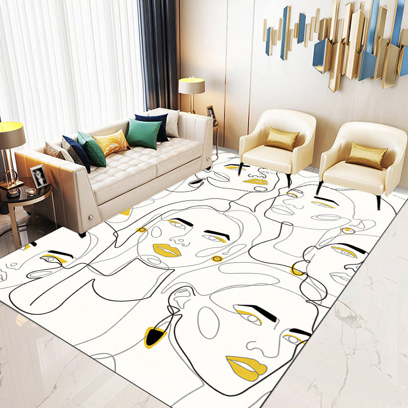 Stylish Multicolor Contemporary Rug Polyester Figure Pattern Rug Anti-Slip Backing Pet Friendly Area Rug for Living Room White Clearhalo 'Area Rug' 'Rug' 1716225