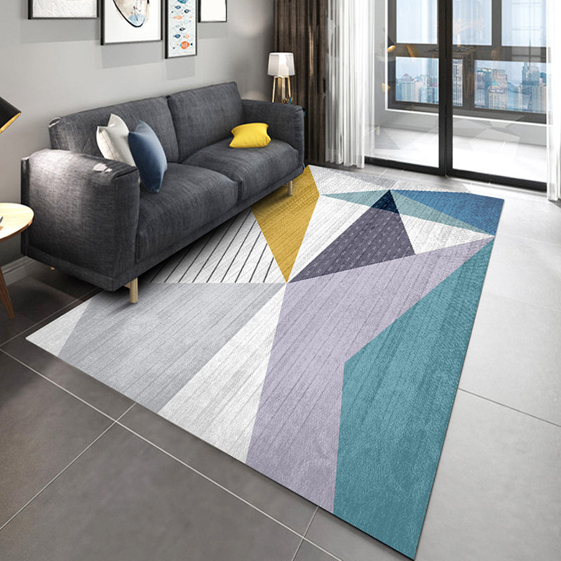 Contemporary Living Room Rug Colorblock Geometric Pattern Rug Polyester Washable Anti-Slip Pet Friendly Area Rug Aqua Clearhalo 'Area Rug' 'Modern' 'Rugs' Rug' 1716251