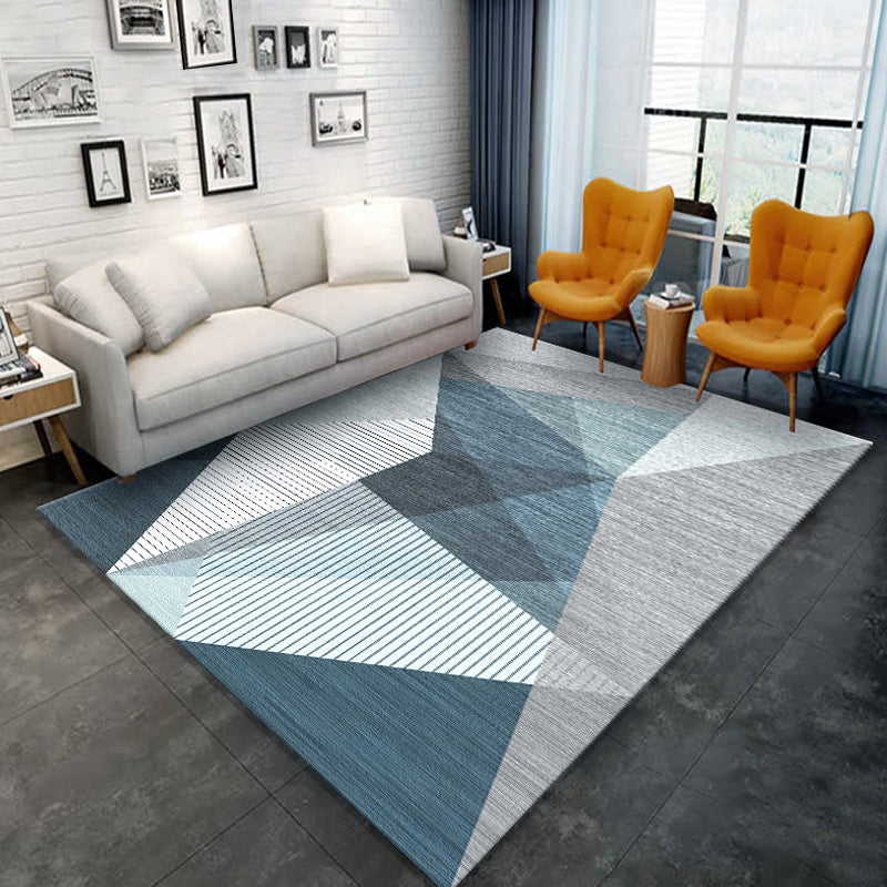 Contemporary Living Room Rug Colorblock Geometric Pattern Rug Polyester Washable Anti-Slip Pet Friendly Area Rug Blue Clearhalo 'Area Rug' 'Modern' 'Rugs' Rug' 1716252