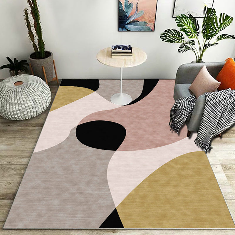 Stylish Colorblock Geometric Pattern Rug Polyester Modernist Rug Pet Friendly Anti-Slip Backing Area Rug for Living Room Light Camel Clearhalo 'Area Rug' 'Modern' 'Rugs' Rug' 1716254