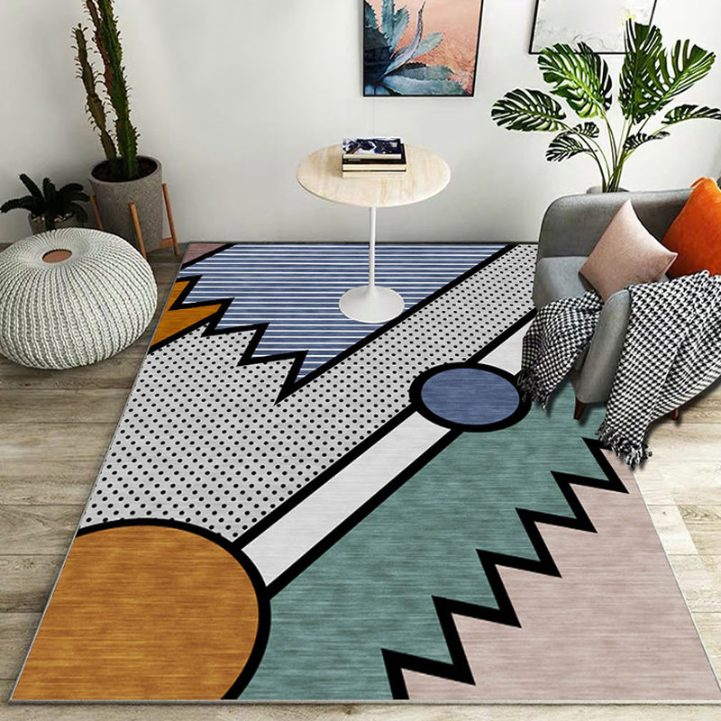 Stylish Colorblock Geometric Pattern Rug Polyester Modernist Rug Pet Friendly Anti-Slip Backing Area Rug for Living Room Blackish Green Clearhalo 'Area Rug' 'Modern' 'Rugs' Rug' 1716260