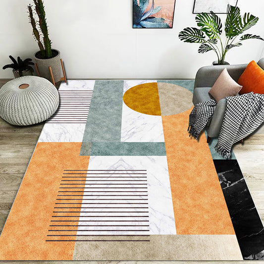 Stylish Colorblock Geometric Pattern Rug Polyester Modernist Rug Pet Friendly Anti-Slip Backing Area Rug for Living Room Orange Clearhalo 'Area Rug' 'Modern' 'Rugs' Rug' 1716261