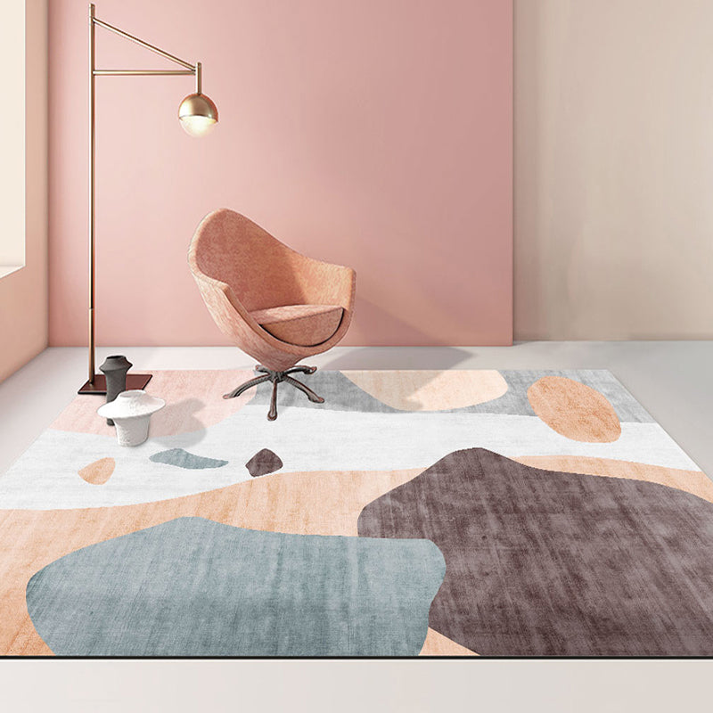 Nordic Colorblock Abstract Living Room Rug Polyester Novelty Abstract Rug Washable Pet Friendly Carpet Brown Clearhalo 'Area Rug' 'Modern' 'Rugs' Rug' 1716340