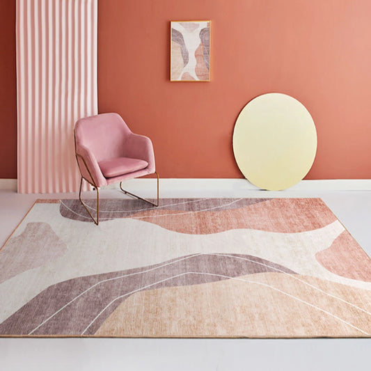 Nordic Colorblock Abstract Living Room Rug Polyester Novelty Abstract Rug Washable Pet Friendly Carpet Apricot Clearhalo 'Area Rug' 'Modern' 'Rugs' Rug' 1716346