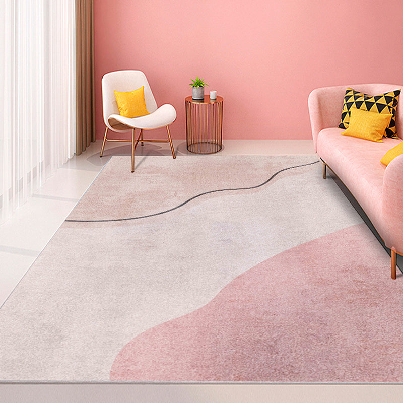 Nordic Colorblock Abstract Living Room Rug Polyester Novelty Abstract Rug Washable Pet Friendly Carpet Pink Clearhalo 'Area Rug' 'Modern' 'Rugs' Rug' 1716347