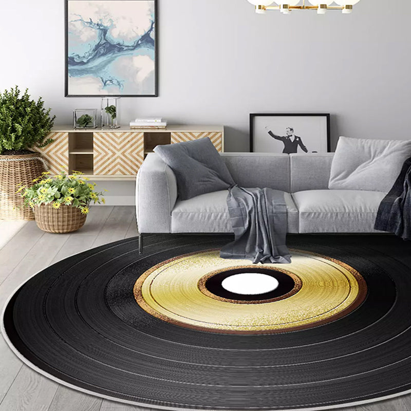 Novelty Concentric Circles Pattern Rug Multicolor Polyester Rug Pet Friendly Washable Carpet for Living Room Black Clearhalo 'Area Rug' 'Modern' 'Rugs' Rug' 1716481