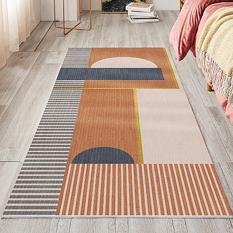 Stylish Modernist Rug Multicolor Striped Pat term Rug Washable Pet Friendly Non-Slip Carpet for Bedroom Orange Clearhalo 'Area Rug' 'Modern' 'Rugs' Rug' 1716507