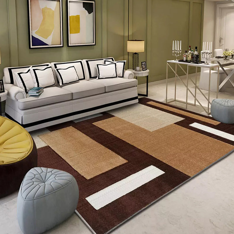 Casual Colorblock Geometric Pattern Rug Multicolor Polyester Rug Washable Non-Slip Pet Friendly Carpet for Living Room Brown Clearhalo 'Area Rug' 'Modern' 'Rugs' Rug' 1716531