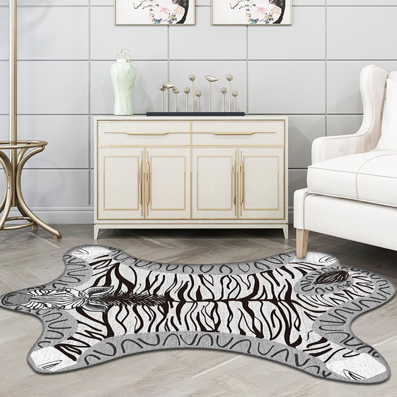 Unique Kids Irregular Rug in Yellow and Grey Animal Zebra Pattern Rug Polyester Washable Carpet for Child's Room Grey Clearhalo 'Area Rug' 'Rug' 1716542