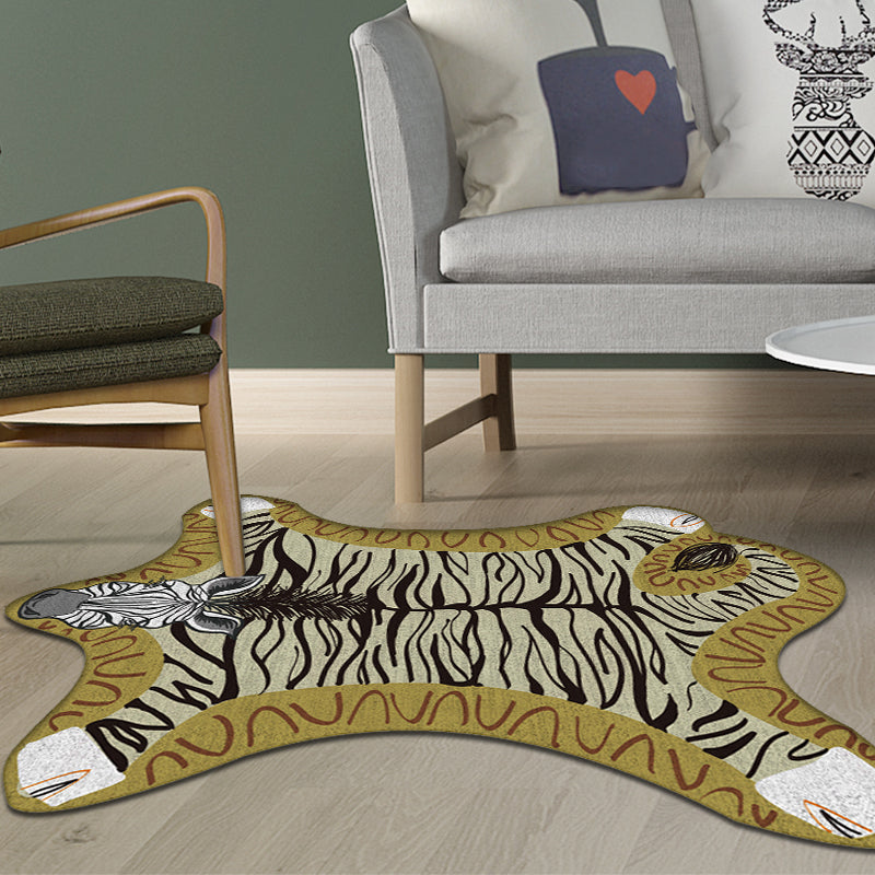 Unique Kids Irregular Rug in Yellow and Grey Animal Zebra Pattern Rug Polyester Washable Carpet for Child's Room Clearhalo 'Area Rug' 'Rug' 1716550