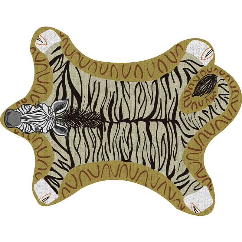 Unique Kids Irregular Rug in Yellow and Grey Animal Zebra Pattern Rug Polyester Washable Carpet for Child's Room Clearhalo 'Area Rug' 'Rug' 1716551