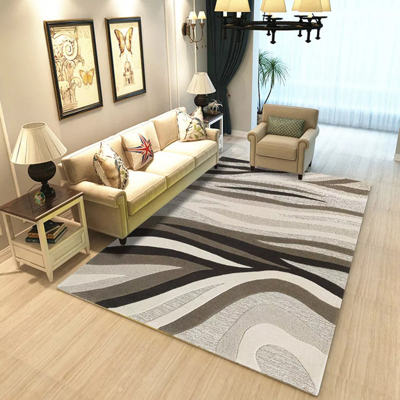 Fancy Colorblock Geometric Pattern Rug with Swirl Stripe Polyester Nordic Rug Pet Friendly Anti-Slip Backing Area Rug for Living Room Light Gray Clearhalo 'Area Rug' 'Modern' 'Rugs' Rug' 1716605