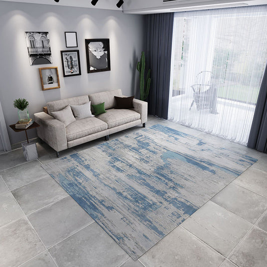 Grey Industrial Rug Flannel Abstract Rug Pet Friendly Washable Anti-Slip Backing Carpet for Living Room Blue Clearhalo 'Area Rug' 'Modern' 'Rugs' Rug' 1716613