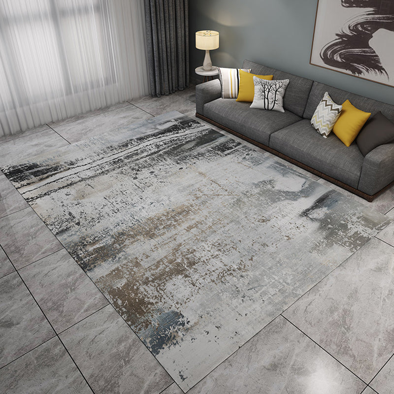 Grey Industrial Rug Flannel Abstract Rug Pet Friendly Washable Anti-Slip Backing Carpet for Living Room Silver Gray Clearhalo 'Area Rug' 'Modern' 'Rugs' Rug' 1716622