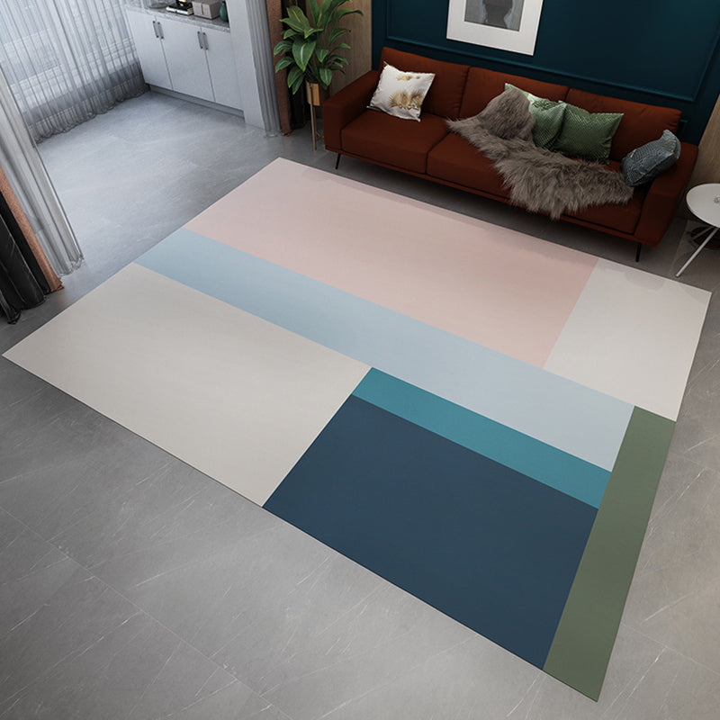 Minimalist Colorblock Rug Pink Flannel Rug Washable Pet Friendly Non-Slip Area Rug for Living Room Dark Blue Clearhalo 'Area Rug' 'Modern' 'Rugs' Rug' 1716672