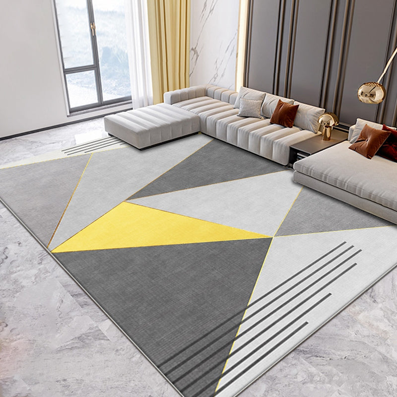 Novelty Geometric Pattern Rug Yellow and Grey Modern Rug Polyester Washable Pet Friendly Anti-Slip Carpet for Living Room Grey Clearhalo 'Area Rug' 'Modern' 'Rugs' Rug' 1716675