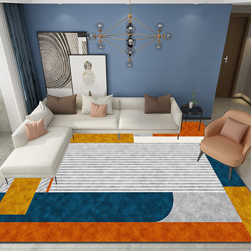 Unique Abstract Rug Contemporary Rug Polyester Washable Non-Slip Pet  Friendly Area Carpet for Living Room - Clearhalo